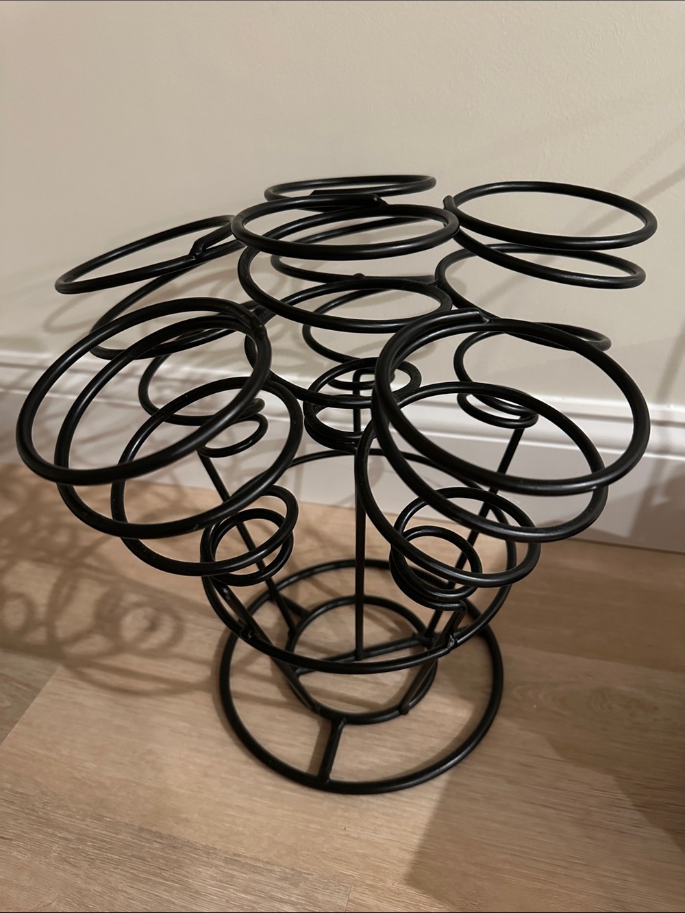 Black Spiral Metal Wine Rack Holds 6 Bottles